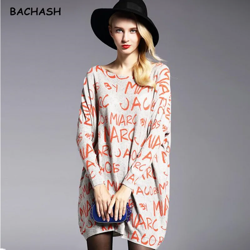 

New 2018 Autumn Casual Long Women Sweater Coat Batwing Sleeve Print Women's Sweaters Clothes Pullovers Fashion Pullover Clothing
