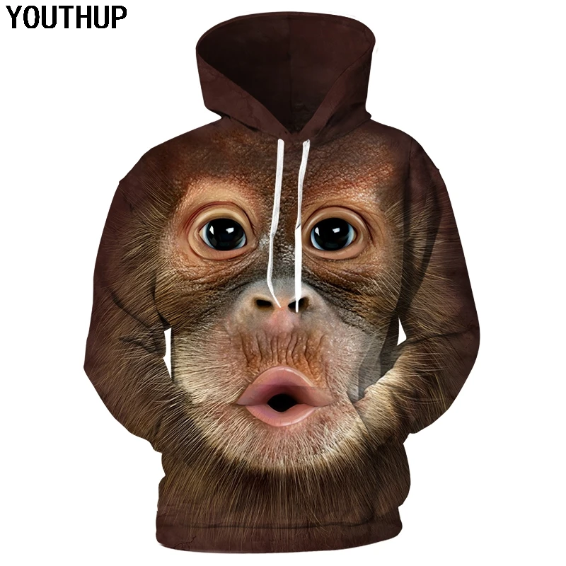 Толстовка YOUTHUP Мужская 3d с Обезьянами толстовка гориллой|Мужские толстовки и