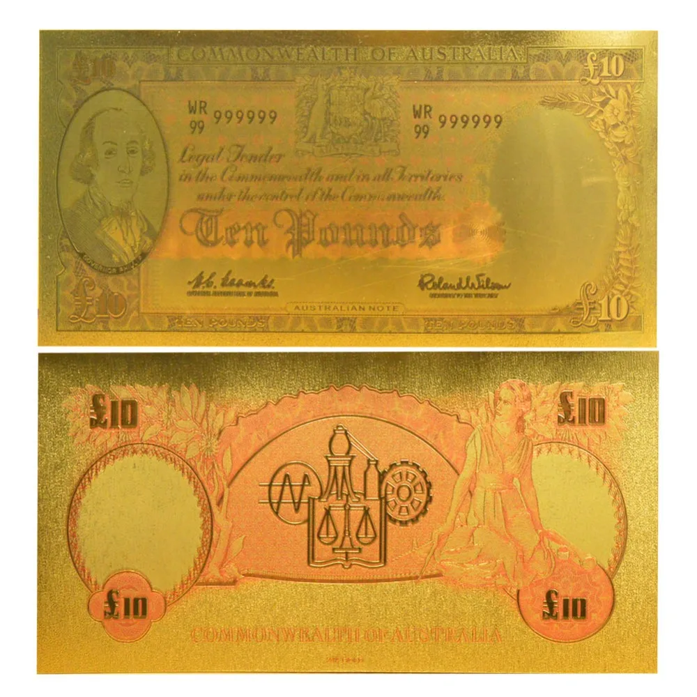 Цветная австралийская Золотая банкнота 10 фунтов цветная бумажная для домашнего