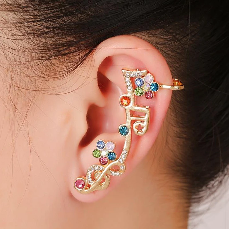 Новинка 2016 модные хрустальные музыкальные клипсы серьги для левого уха