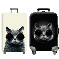 travel accessories luggage cover suitcase protection baggage dust cover trunk set trolley case elasticity glasses cat pattern
