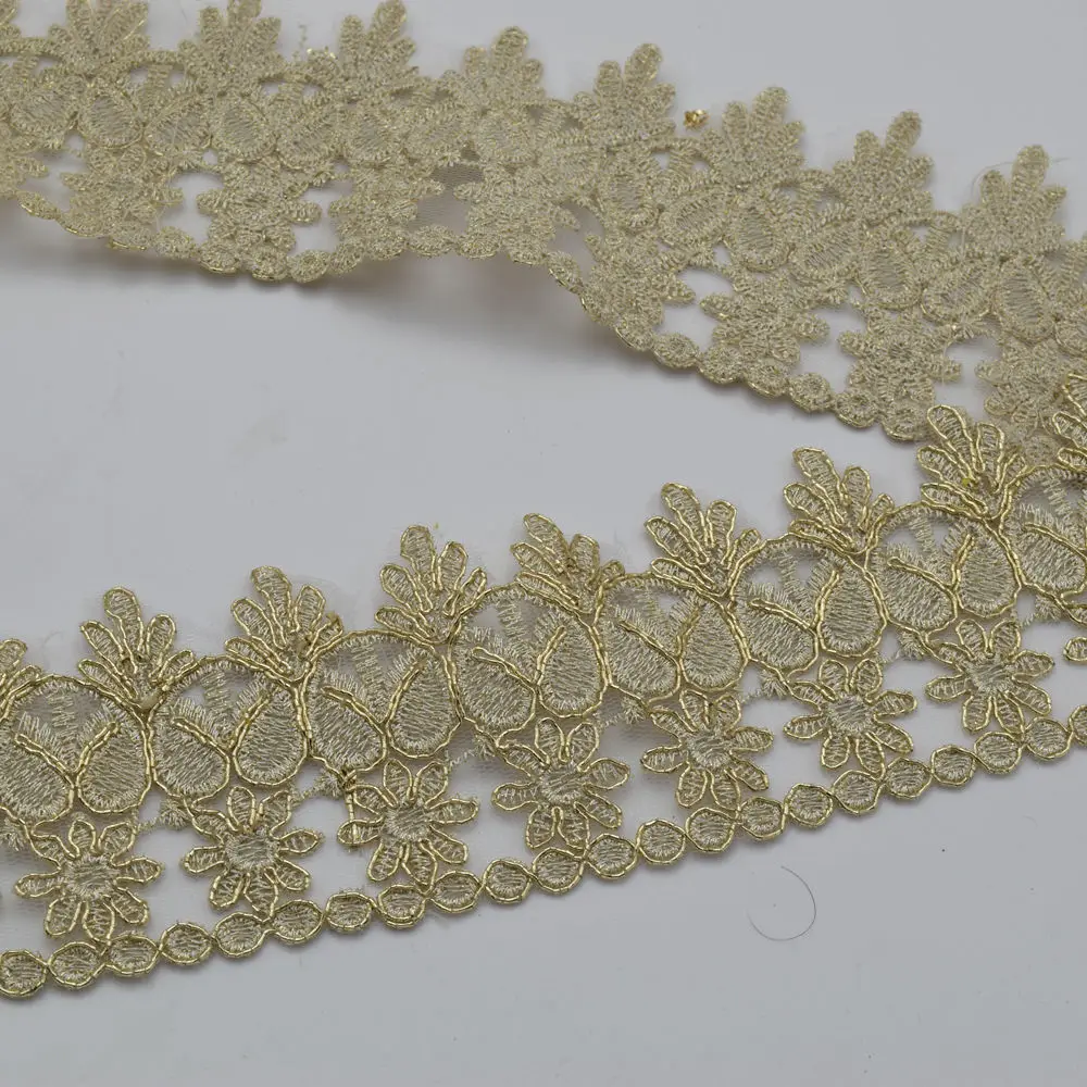 5 ярдов Золотая кружевная отделка для невесты костюм или украшения ручной работы