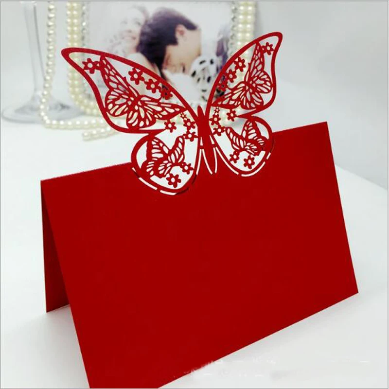 10 цветов 50 шт. Карточки С Рисунком бабочки|card birthday|wedding card messagewedding message |