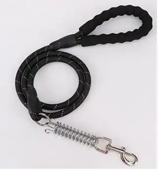 black with Spring Толстая нейлоновая собачья веревка для средних и больших собак твердый контроль поводок Взрывозащищенная металлическая пряжка Pitbull золотой ретривер аксессуары - Цвет: black with Spring