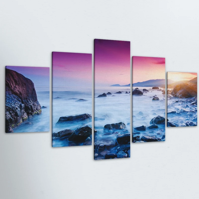 

5 Pieces HD Print Painting Morning Haze Waves Seascape Modular For Modern Decorative Bedroom Living Room Home Wall Art Decor