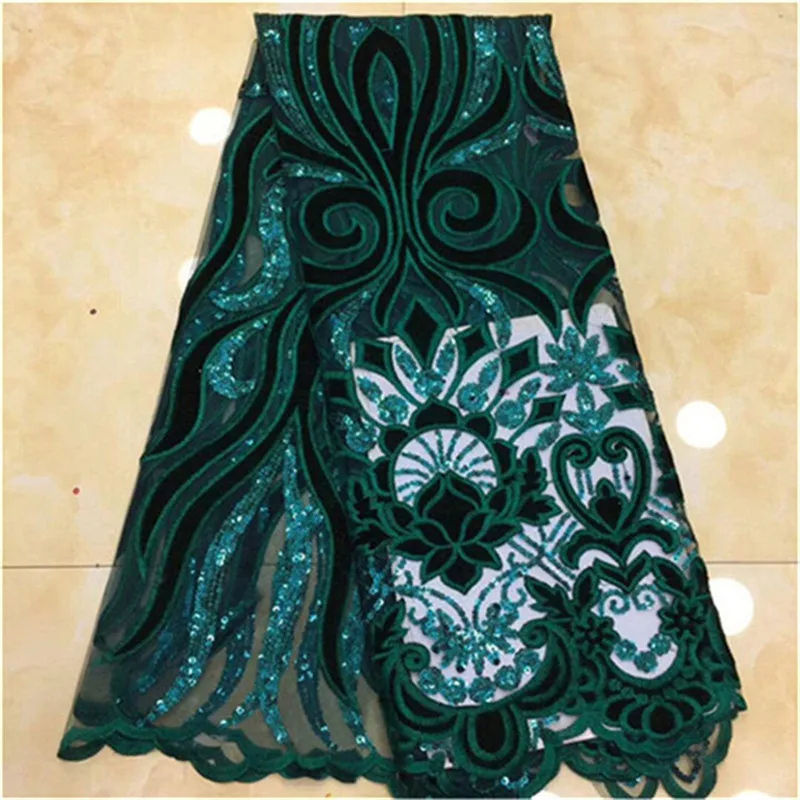 Sequins Lace Fabric velvet High Quality African Evening Dress Fabrics New Nigeria Sequined Embroidered Mesh Net | Дом и сад
