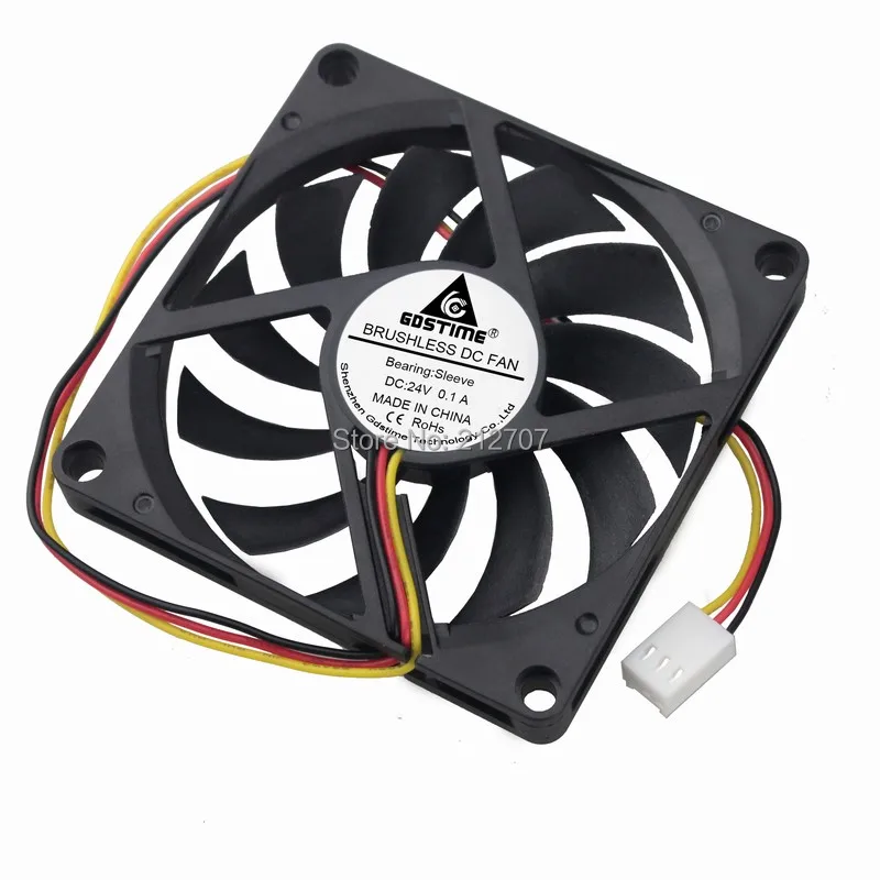 2 шт Gdstime 80 мм кулер 3Pin DC 24V компьютер 80x80x10 мм 8 см 8010 PC Вентилятор охлаждения процессора