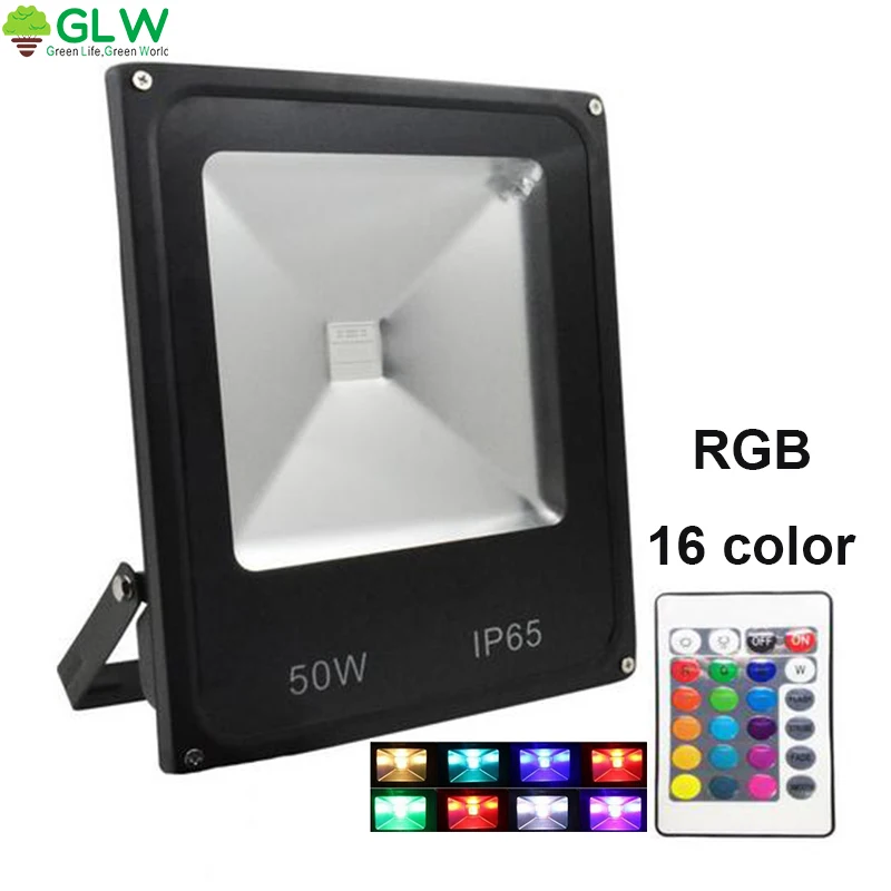 GLW Светодиодный прожектор светильник мощностью 10 Вт 20 30 50 RGB пульт дистанционного