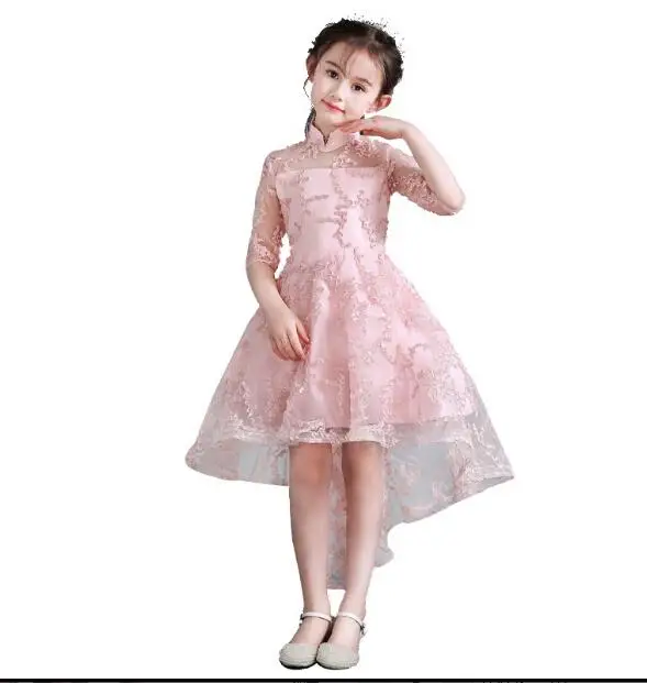 2018 New style Girls' wedding gauze short tail long children's birthday evening dress princess flower guzheng costume | Детская