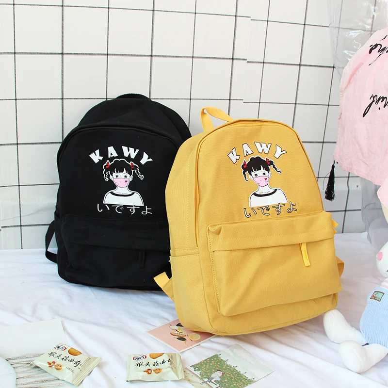Harajuku Симпатичные школьные рюкзаки для девочек подростков Kawaii аниме принт