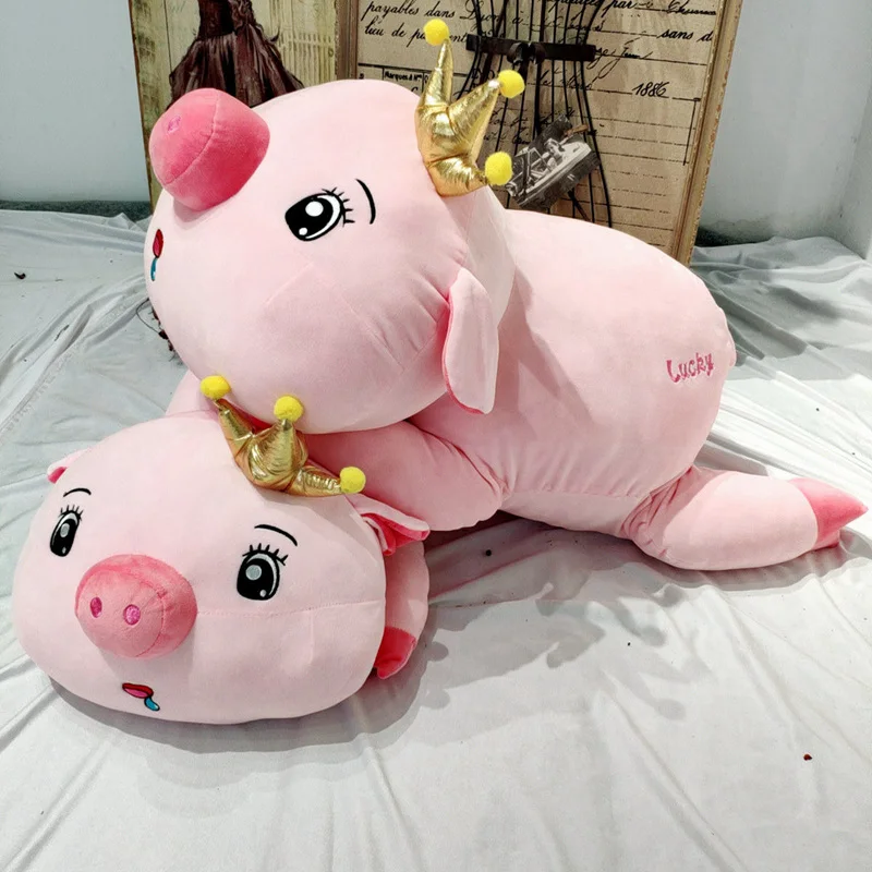 

Cute Soft Stuffed Animals Crown Pig Plush Toys Pillow Kawaii Baby Appease Sleeping Doll Cotton Girl Brinquedo Toys For Children