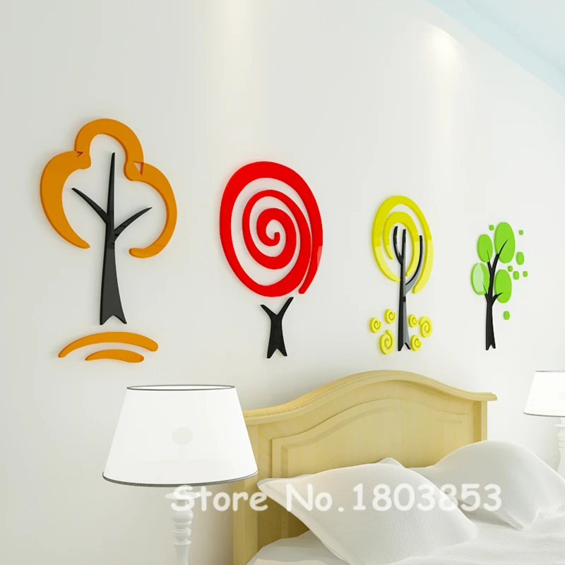 3d наклейки на стену с мультяшным деревом для детских комнат садов спальни