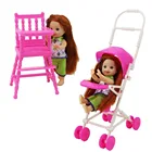 Симпатичная пластиковая розовая тележка на коляску для младенцев, милый высокий стул, миниатюрная мебель для кукольного домика, аксессуары для куклы-Келли, детская игрушка
