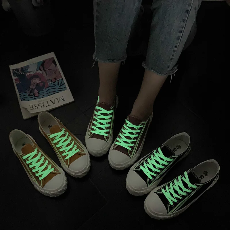 Новая Корейская парусиновая Обувь На Шнуровке со светоотражающими светящимися