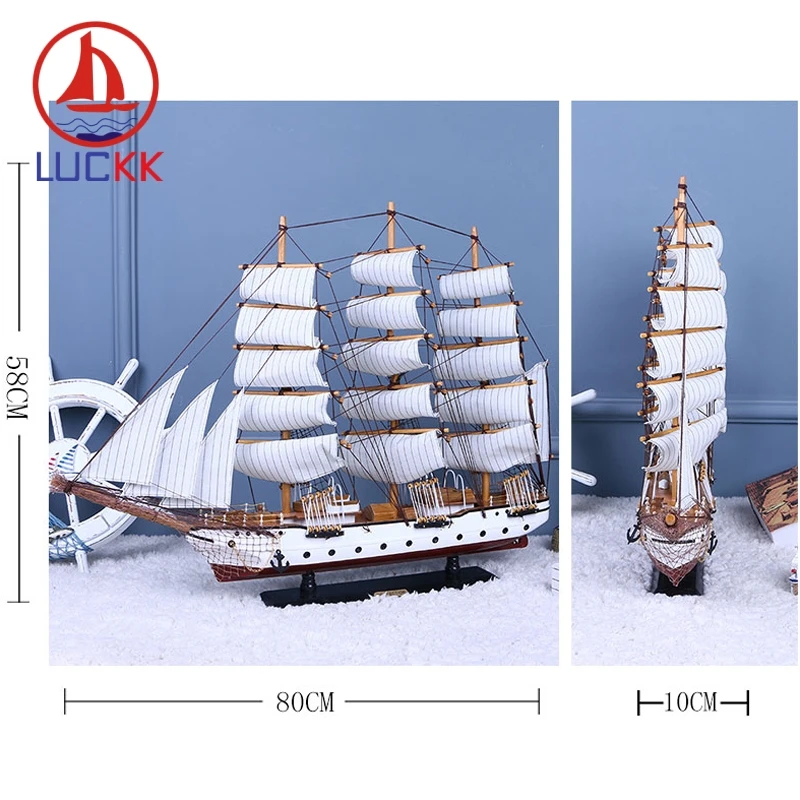 LUCKK 80 см темно красный самодельный деревянный модельный Корабль Парусник с