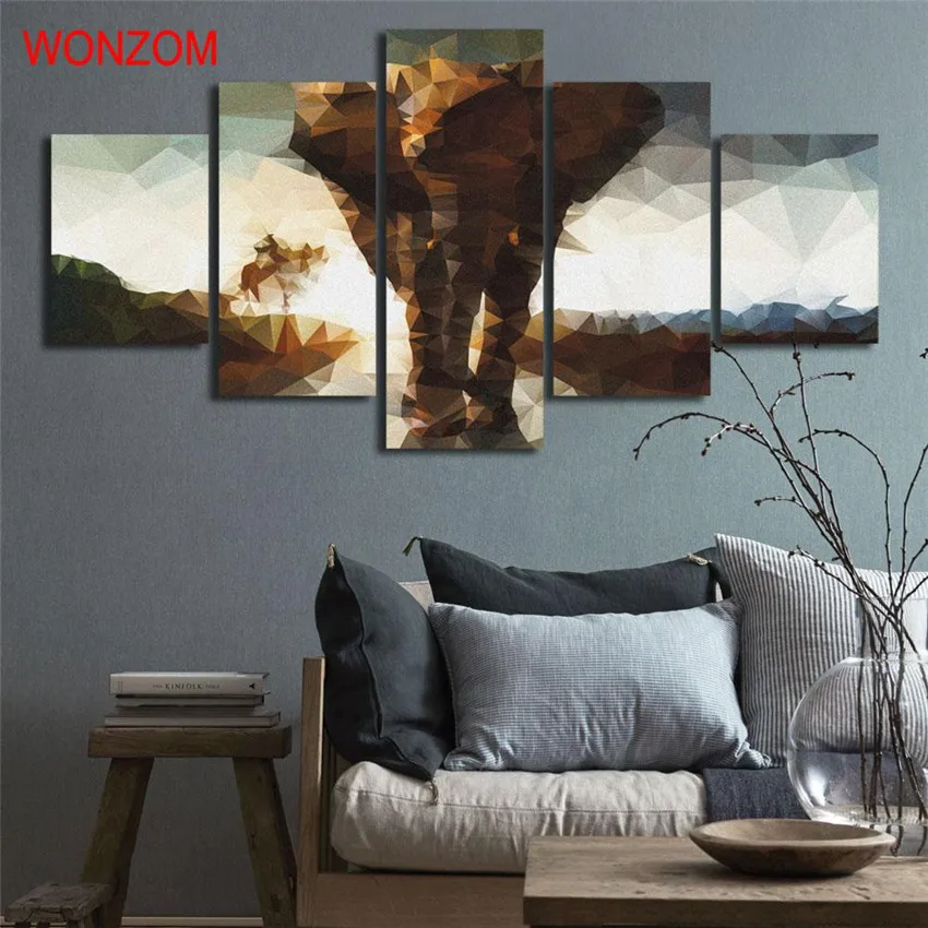 Картина в виде слона 5 шт. настенный художественный постер абстрактные настенные
