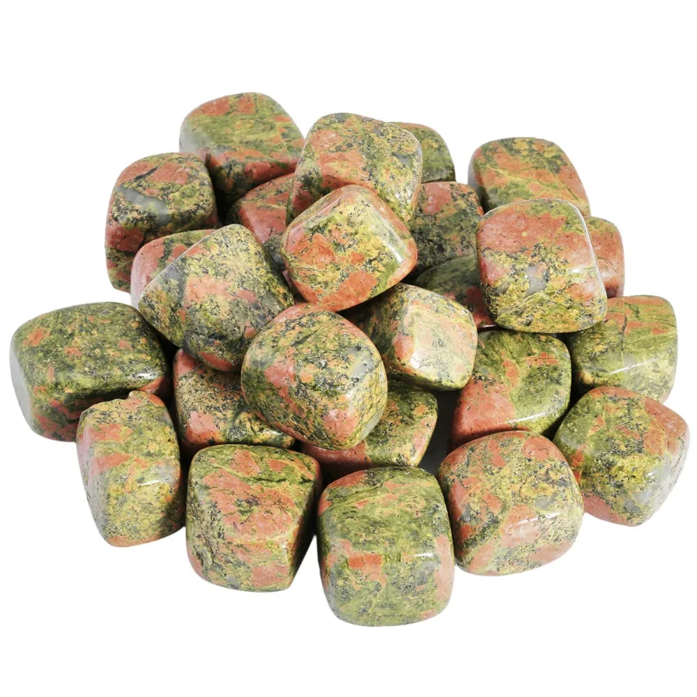 TUMBEELLUWA 1lb (460g) Unakite Tumbled Polished Stones for Wicca Reiki Energy Healing Crystal