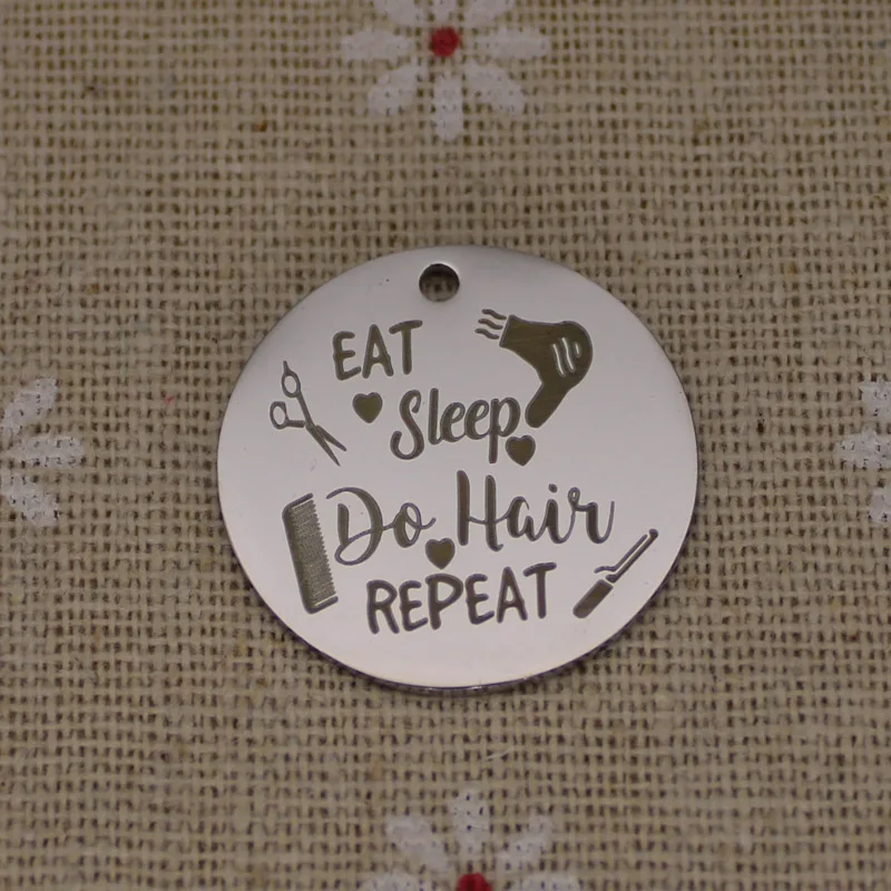 Ladyfun настраиваемый Eat Sleep Do Повтор волос Подвеска Шарм Круглый 25 мм стилист волос подарок унисекс Женские Подвески для изготовления ювелирных изделий