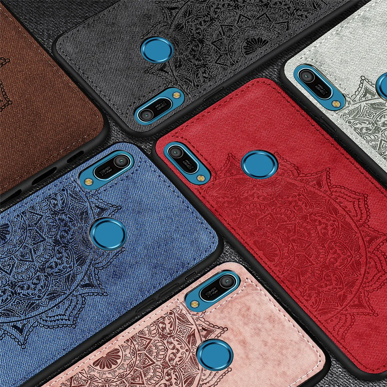 MUCHI Cover For Huawei Y6 2019 Case Fabric Cloth Soft Silicone Back Phone Cases on Pro Prime |