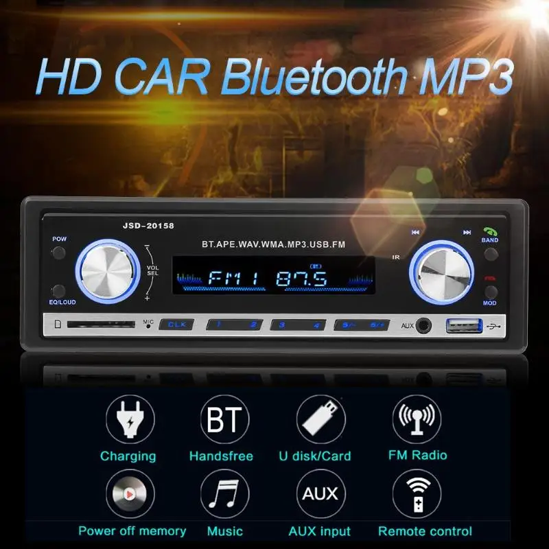 Автомобильный Радио стерео плеер Bluetooth телефон AUX IN MP3 FM/USB/1 Din/пульт