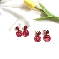 bellahydiary romantic geometric round dots earrings women red acrylic white polka dot drop earrings fashion jewelry wholesale