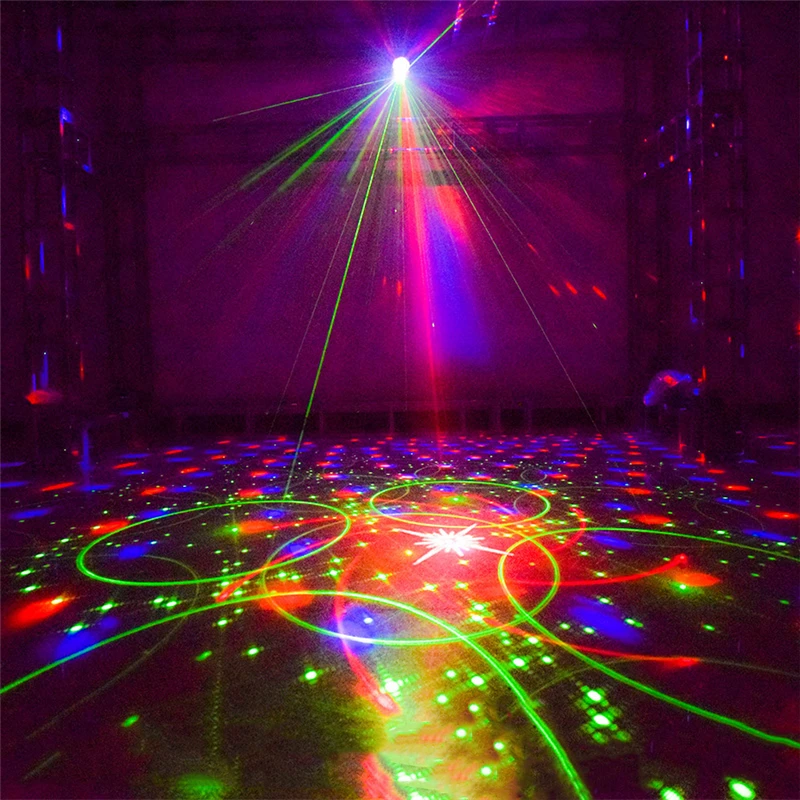 

Laser Light Projector Mini Red Green Lazer DJ Remote Conntrol 60 Patterns RGB LED Magic Disco Ball Lighting for Party Holiday