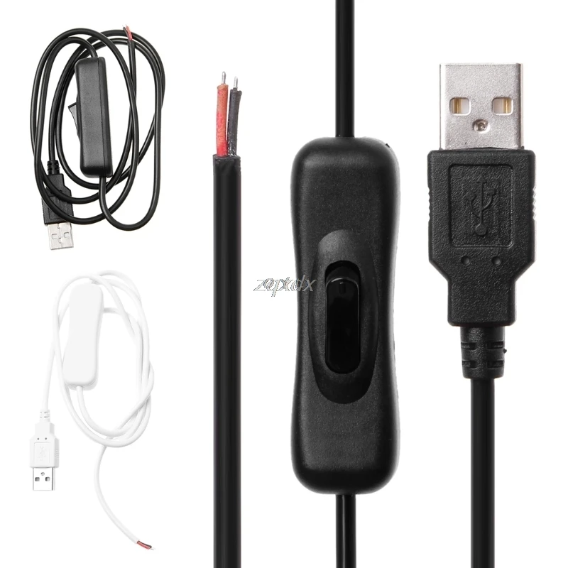 5 в USB 2 0 Штекерный разъем 2pin провод кабель для зарядки шнур DIY 1 м с переключателем