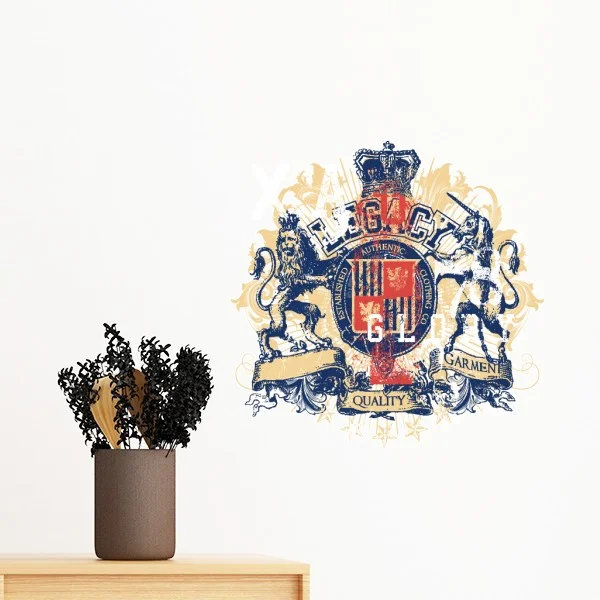 Одежда корона лев Единорог красный синий Съемная Наклейка на стену