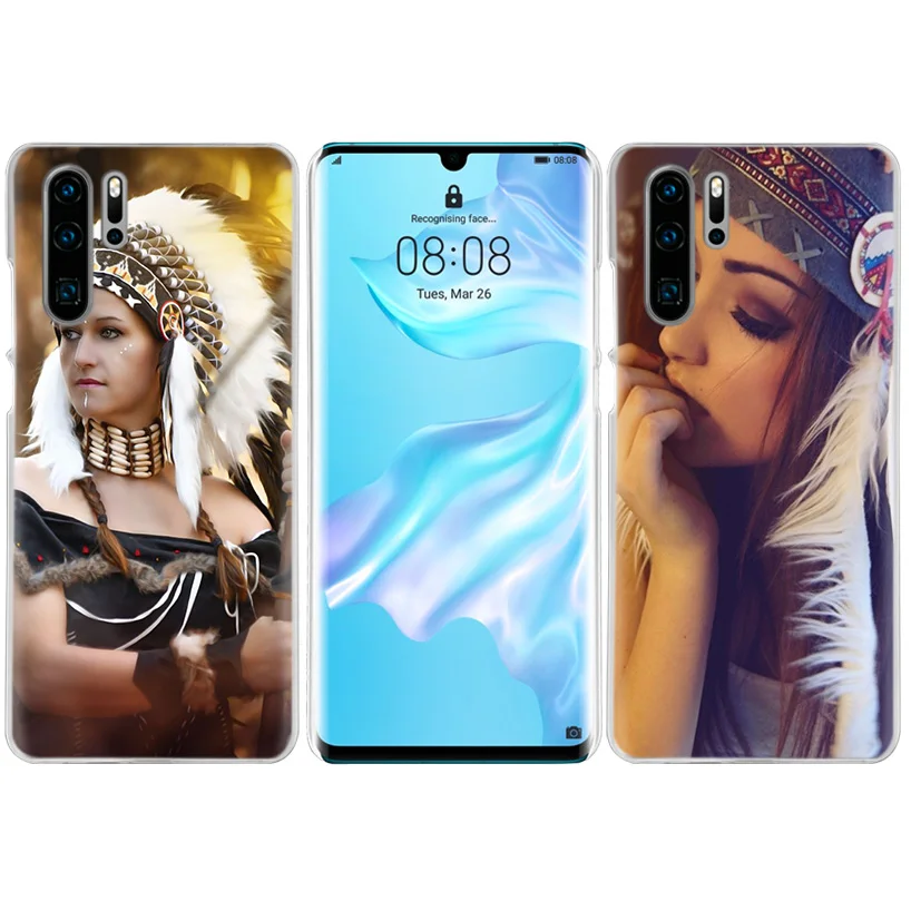 Индеец перья девушка чехол для huawei P20 P Smart Z Plus P30 P10 P9 P8 mate 10 20 lite Pro Жесткий PC чехол для телефона
