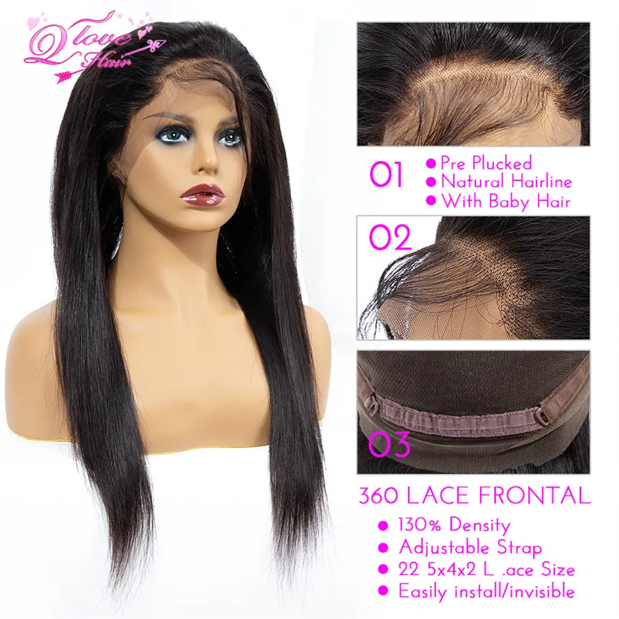 Queen Love Hair 360 кружевная передняя часть al закрытие для черных женщин бразильские Прямые кружевные передние Человеческие волосы Remy 10-20 дюймов