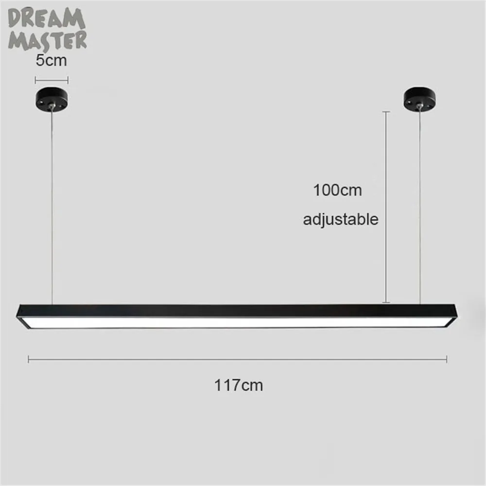 Черно-белая L120cm длинная Светодиодная лента подвесные лампы для офиса 28W 36W 48 W