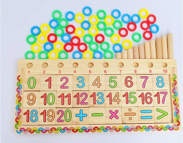 Montessori materials educational Dominoes Children Preschool Teaching Counting Stacking Board Wooden Math Toy монтессори детские