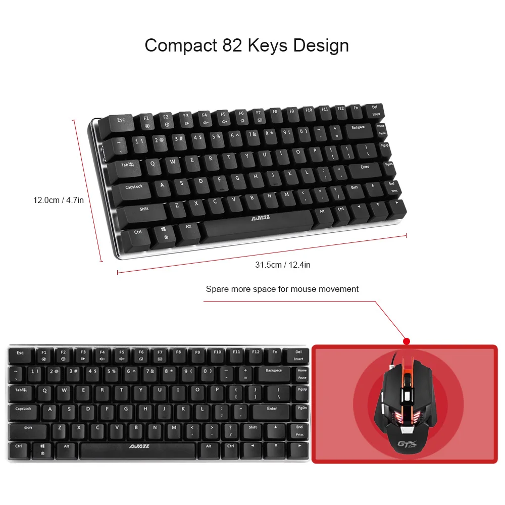 Ajazz AK33 82 ключи русский игровая клавиатура Проводная Механическая синий/черный