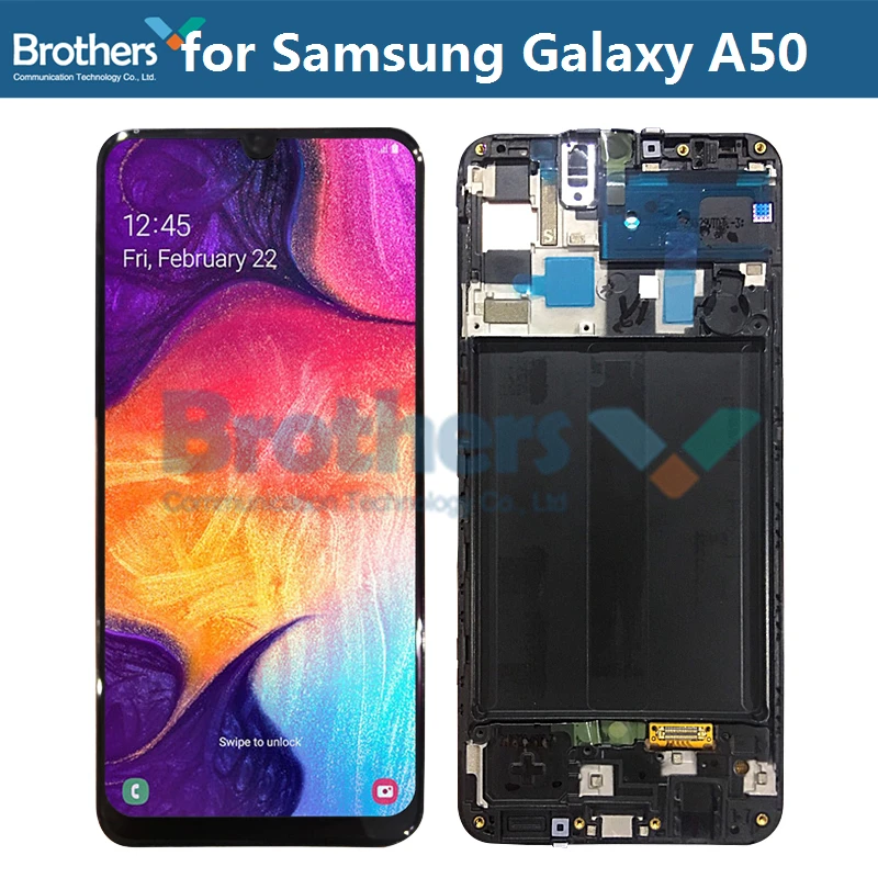 ЖК-дисплей с рамкой для Samsung Galaxy A50 A505F/D A505A, сенсорный экран с цифровым преобразователем в сборе, оригинал