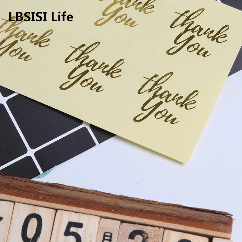 LBSISI Life 110 шт. прозрачная Золотая наклейка в виде сердца с надписью Thank You s сделай