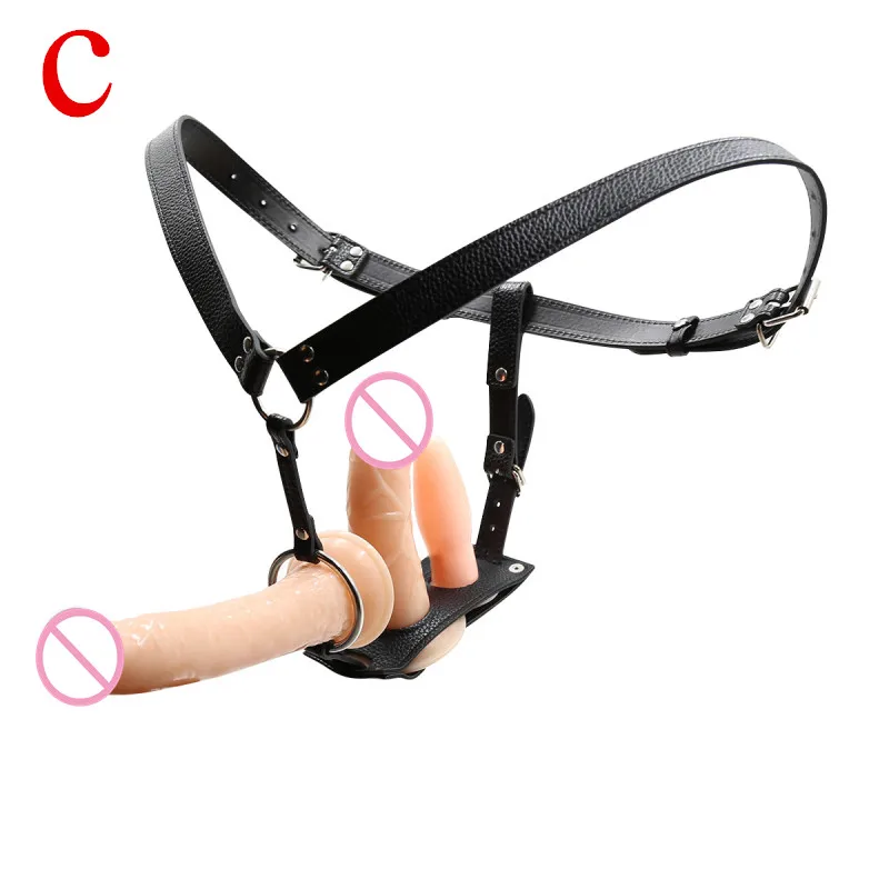 Черные кожаные штаны съемный ремешок на ремне Анальная пробка для дилдо