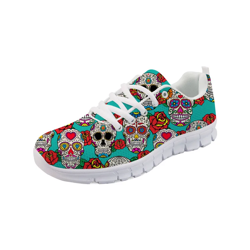 Noisydesigns/модные весенние сетчатые кроссовки с принтом черепа для студентов Zapatos Mujer