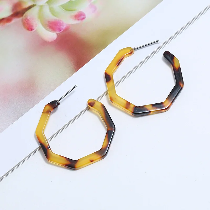 Bohemian Geometric Statement Hoop Earrings Fashion Jewelry Round Circel Leopard Printed Acrylic Drop for Women Female | Украшения и