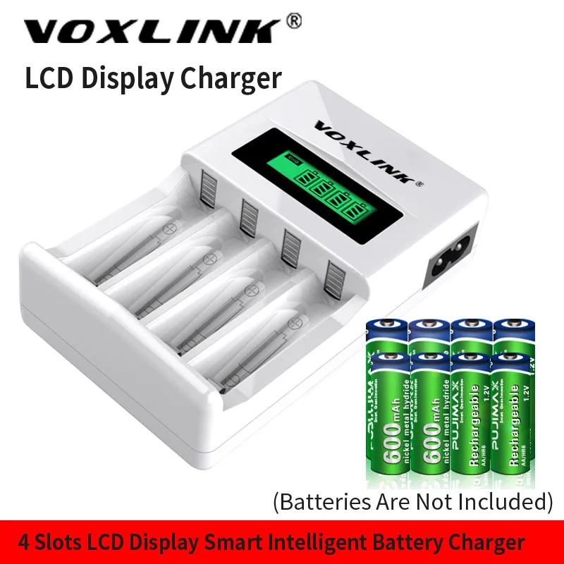 VOXLINK lcd-004 ЖК-дисплей с 4 слотами умное интеллектуальное зарядное устройство для аккумуляторов AA/AAA NiCd NiMh