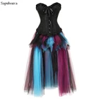 Женское длинное платье-корсет в стиле стимпанк Sapubonva, бюстье кружевной топ, готический корсет с эффектом пуш-ап