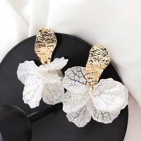 korean white shell flower petal drop earrings for women new statement pendientes trendy jewelry
