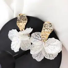 Корейские белые серьги капли с лепестками цветов в виде ракушек