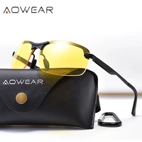 aowear aluminum night driving glasses anti glare night vision driver glasses men polarized yellow sunglasses high quality goggle