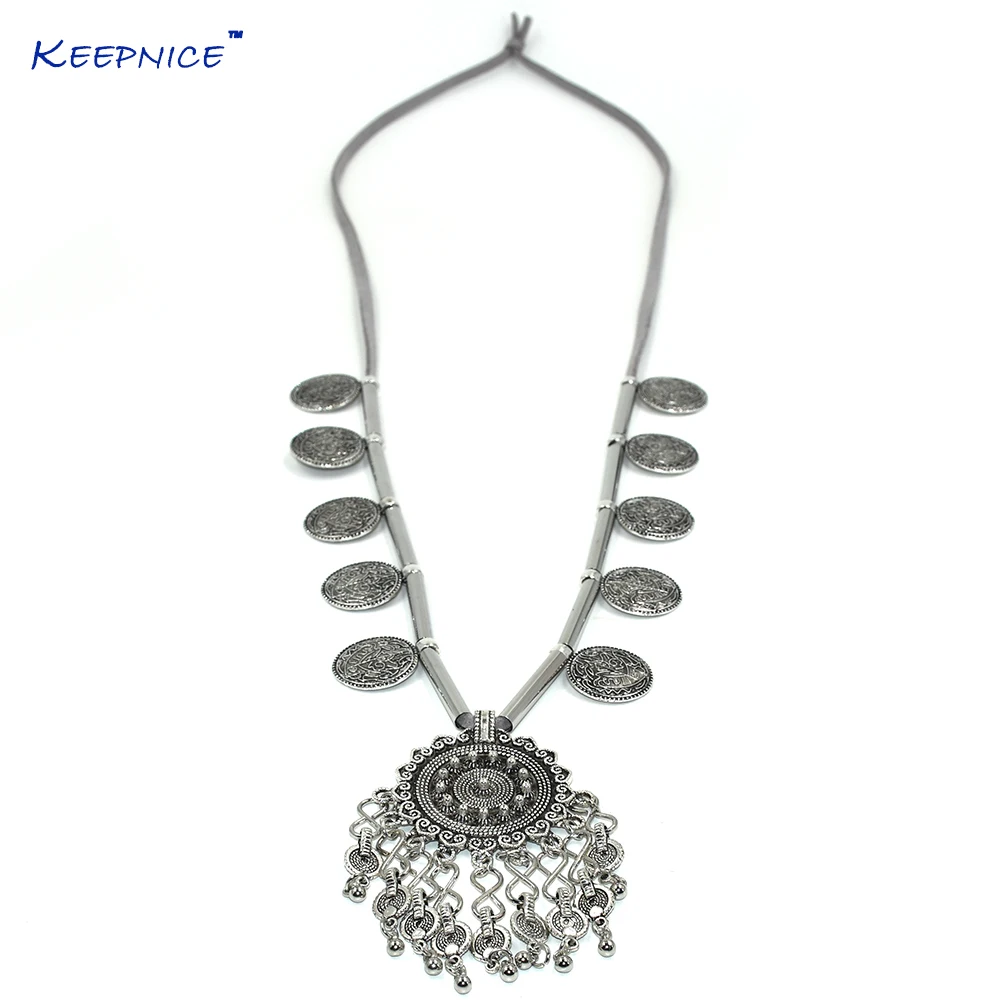 Ожерелье из тяжелого металла в этническом стиле|chain necklace|maxi necklacetassel pendant |