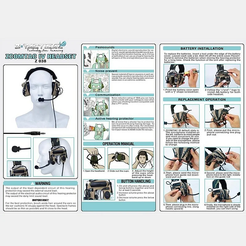 Z Tactical Softair Peltor Comtac IV гарнитура шумоподавление наушники для Airsoftsport военные тактические наушники Z038