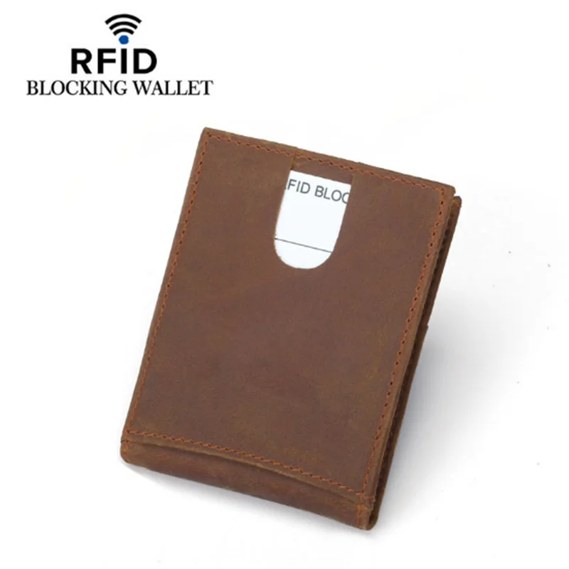 Bisi Goro Мужской зажим для денег натуральная кожа винтажные кошельки Crazy Horse RFID блокирующие кошельки Crazy Horse кожа