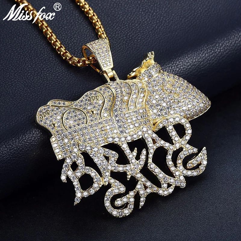 Missfox хлеб банды мешок денег корона кулон ожерелье для мужчин полная лаборатория