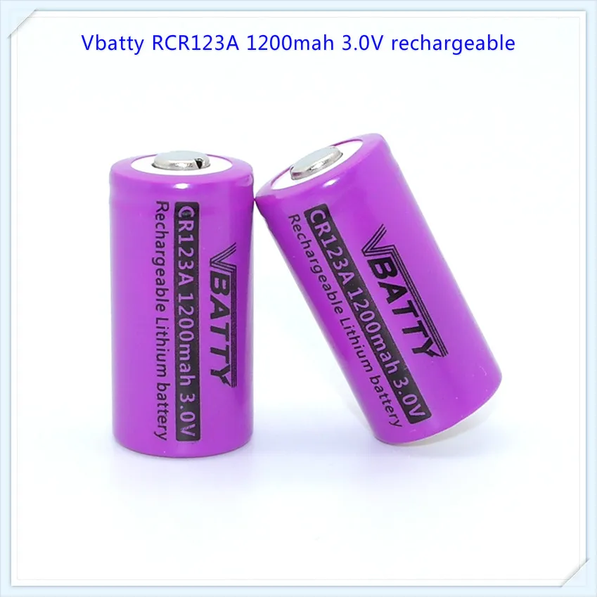 Перезаряжаемые RCR123A батарея 3,0 v 1200 мА/ч, Перезаряжаемые rcr123a с кнопкой сверху(1 шт