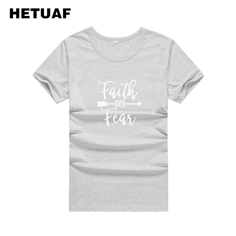 HETUAF 2018 Faith Over Fear принтовые тройники для женщин Harajuku с коротким рукавом и принтом