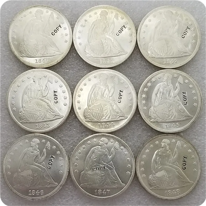 США UNC 1840 1869 &quotSeated Liberty&quot 1 доллар без девиза копия монеты медаль коллекционные